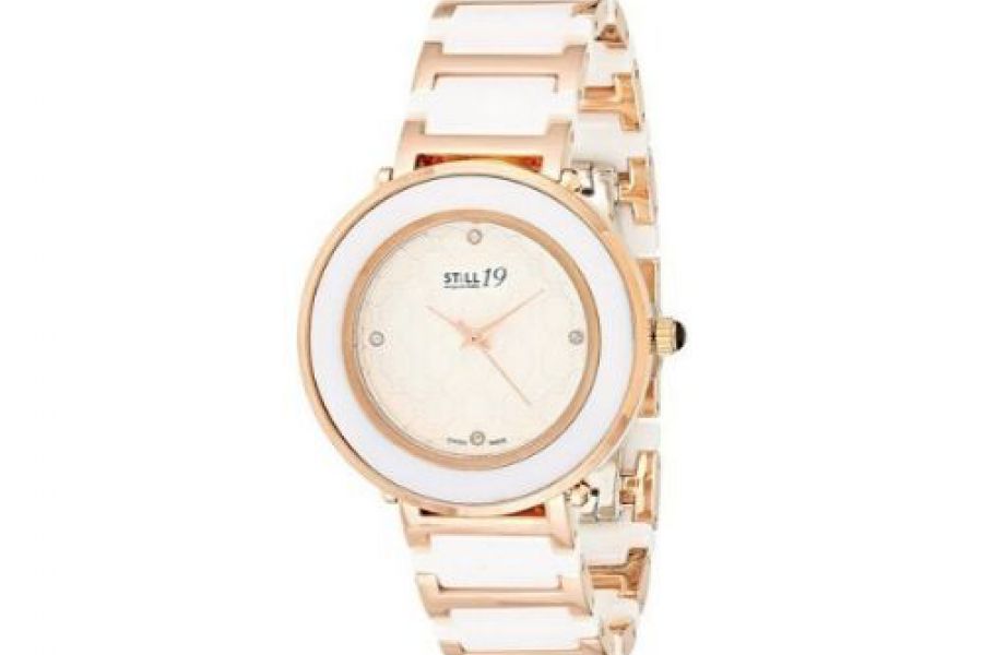 Still 19 - Women's Rose Gold Dial Stainless Steel and Ceramic Band Watch